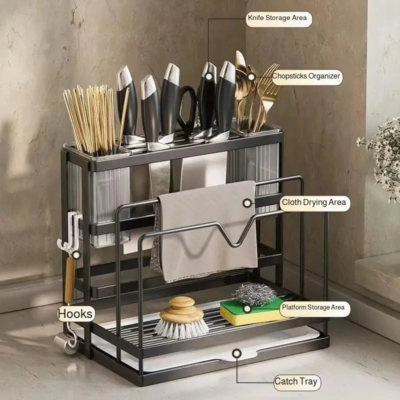 Kitchen Countertop Organizer with Drainage Tray
